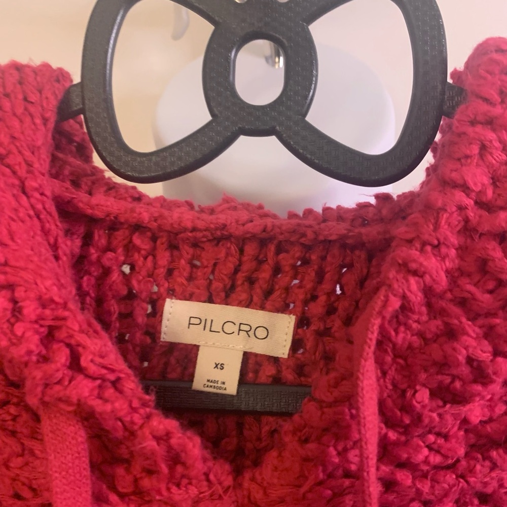 Pilcro Bright Red Chunky Knit Hoodie - Picture 6 of 6
